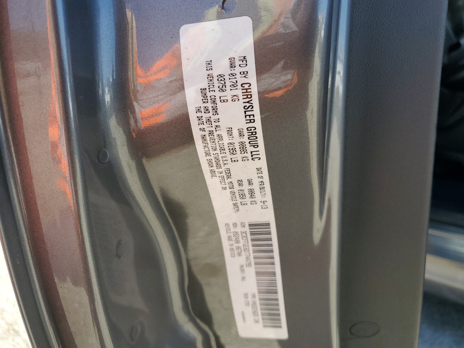 3C3CFFGE6DT744795 2013 Fiat 500 Electric