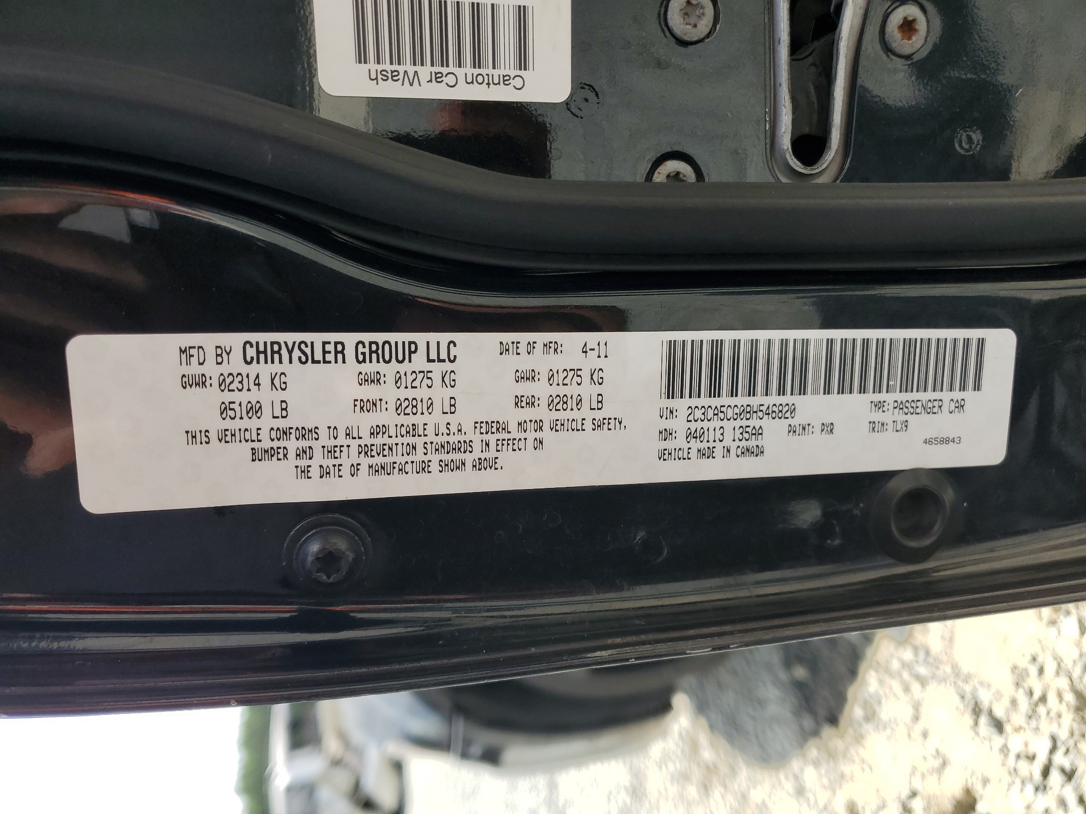 2C3CA5CG0BH546820 2011 Chrysler 300 Limited