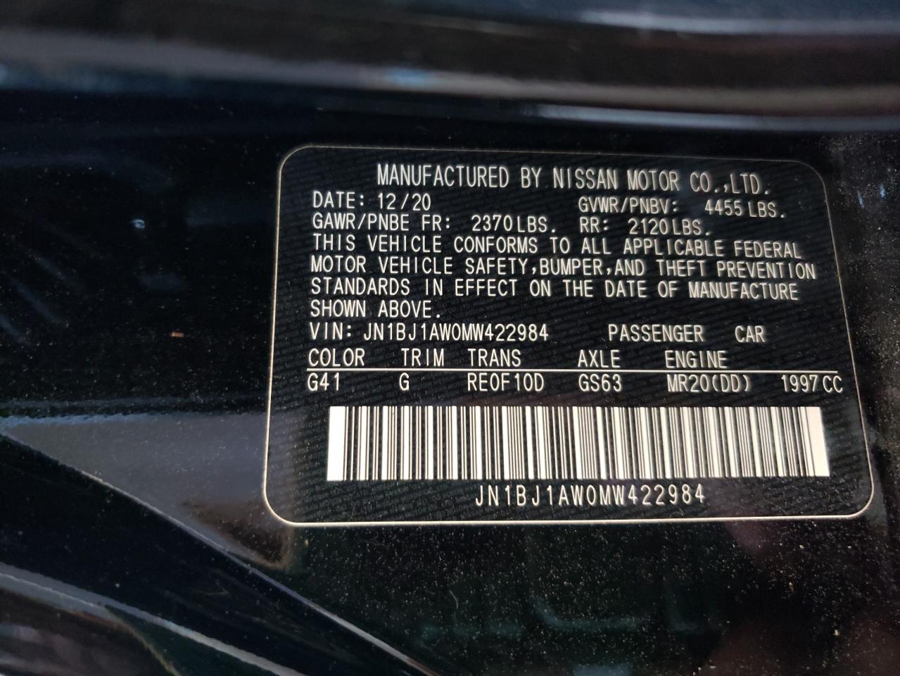 2021 Nissan Rogue Sport S VIN: JN1BJ1AW0MW422984 Lot: 60062454