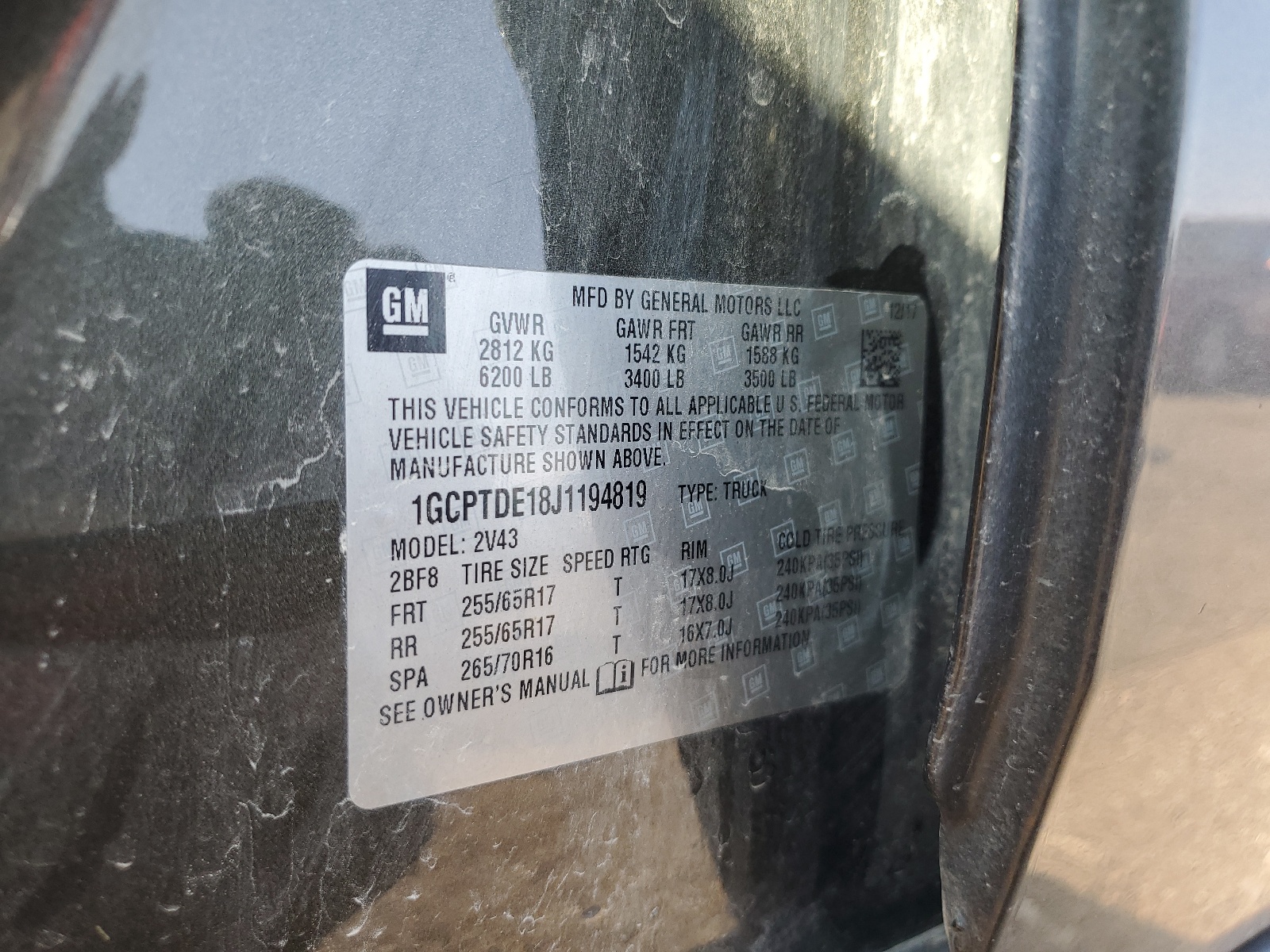 1GCPTDE18J1194819 2018 Chevrolet Colorado Z71