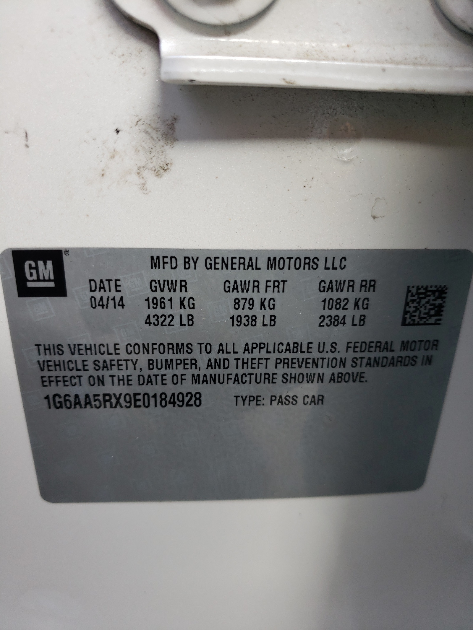 1G6AA5RX9E0184928 2014 Cadillac Ats