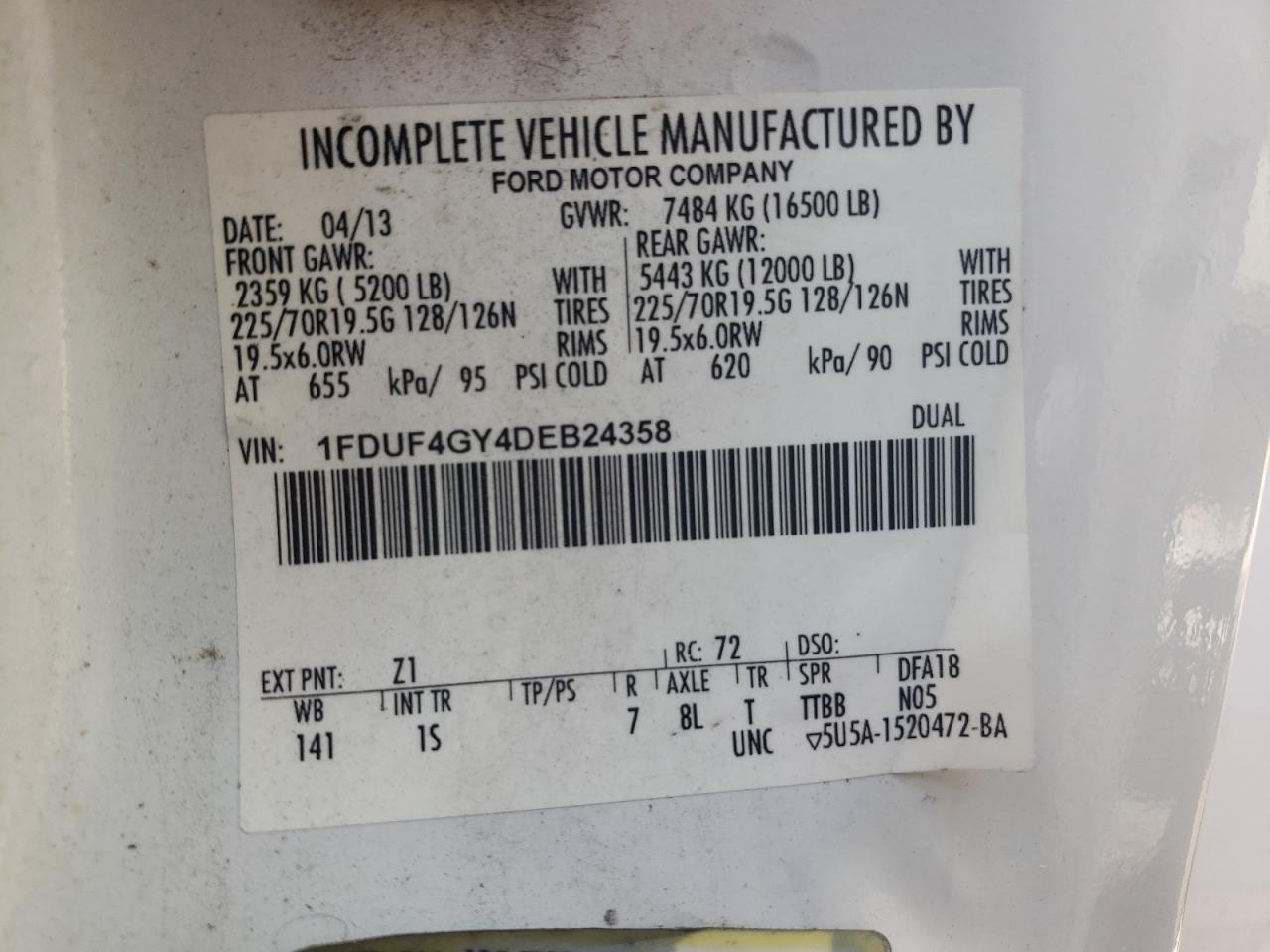 1FDUF4GY4DEB24358 2013 Ford F450 Super Duty