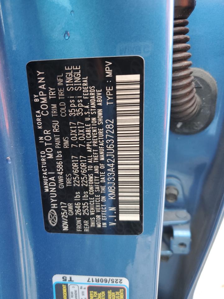 2018 Hyundai Tucson Sel VIN: KM8J33A42JU637282 Lot: 60722484