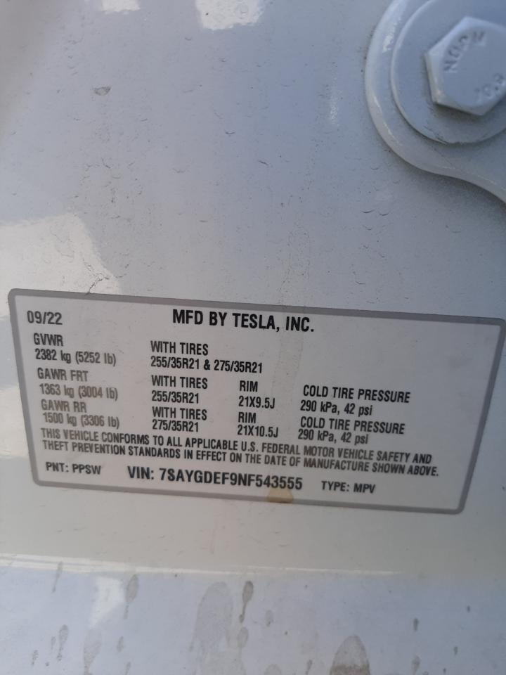 7SAYGDEF9NF543555 2022 Tesla Model Y