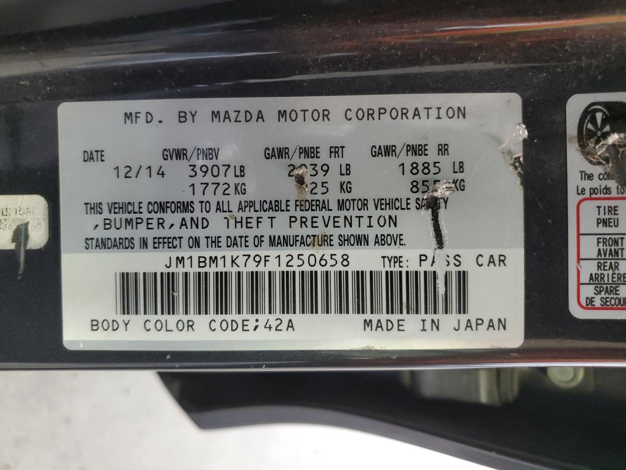 2015 Mazda 3 Sport VIN: JM1BM1K79F1250658 Lot: 61142434