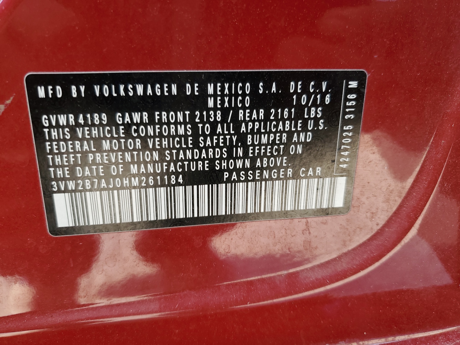 3VW2B7AJ0HM261184 2017 Volkswagen Jetta S