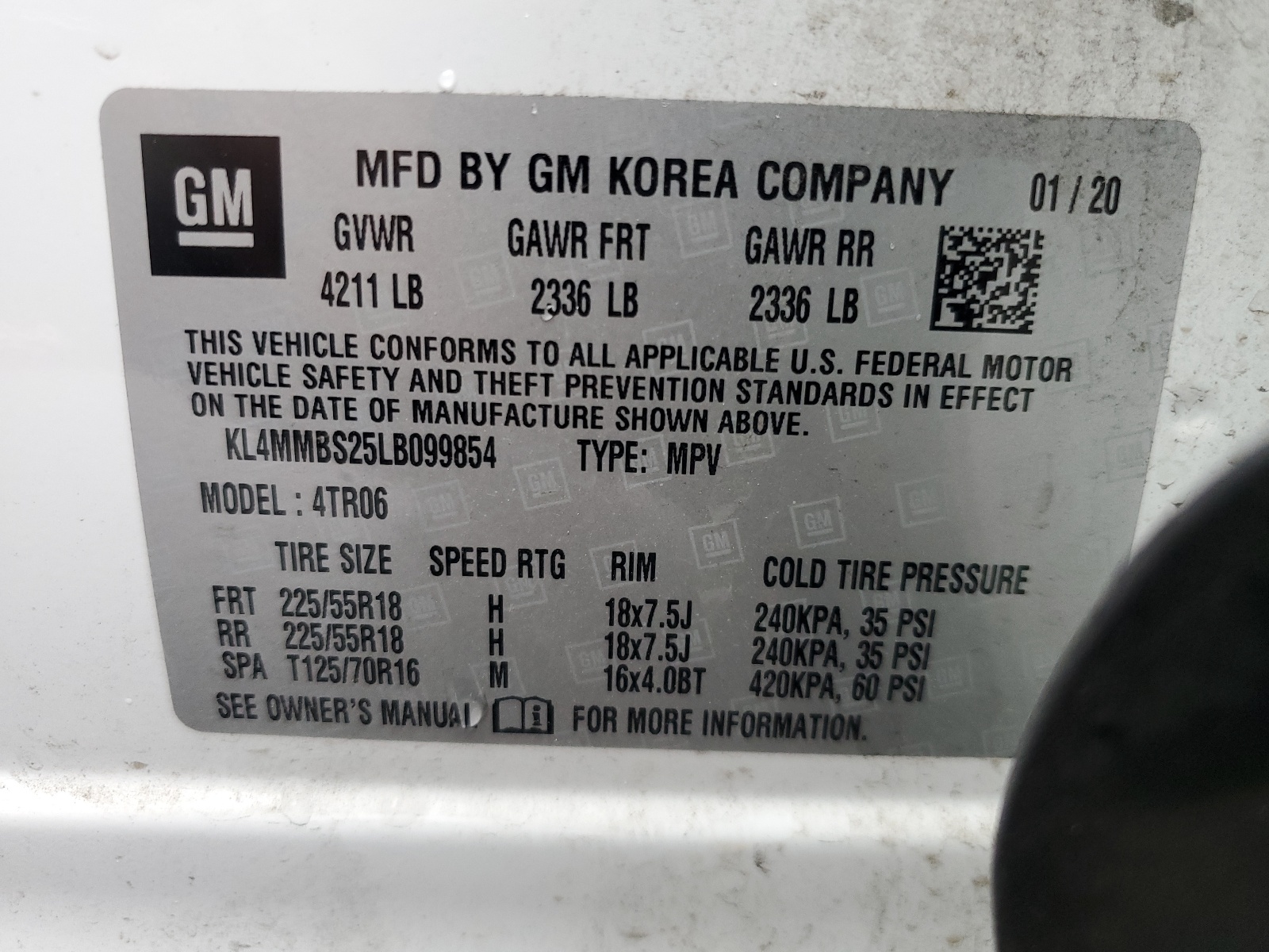 KL4MMBS25LB099854 2020 Buick Encore Gx Preferred