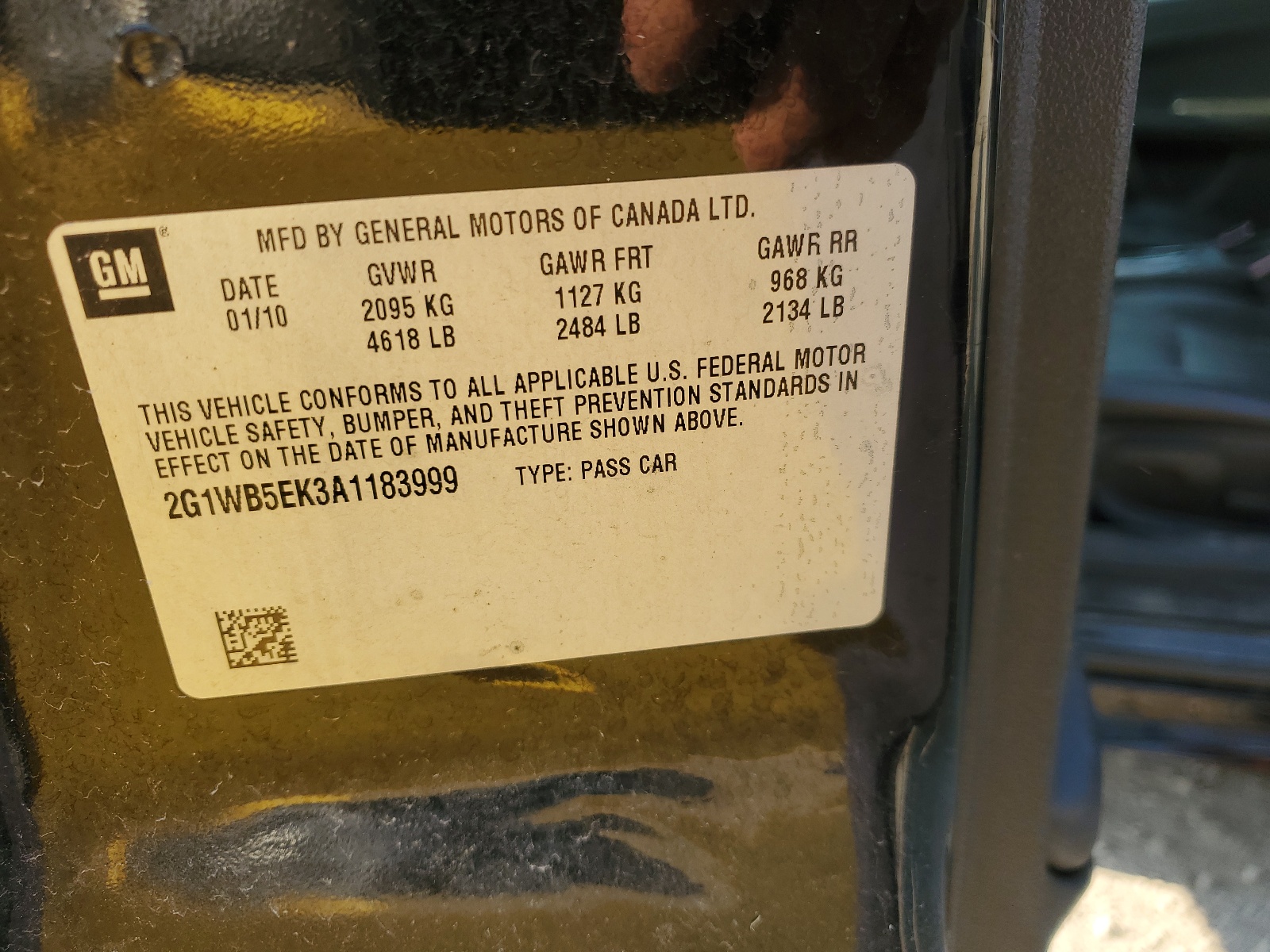 2G1WB5EK3A1183999 2010 Chevrolet Impala Lt