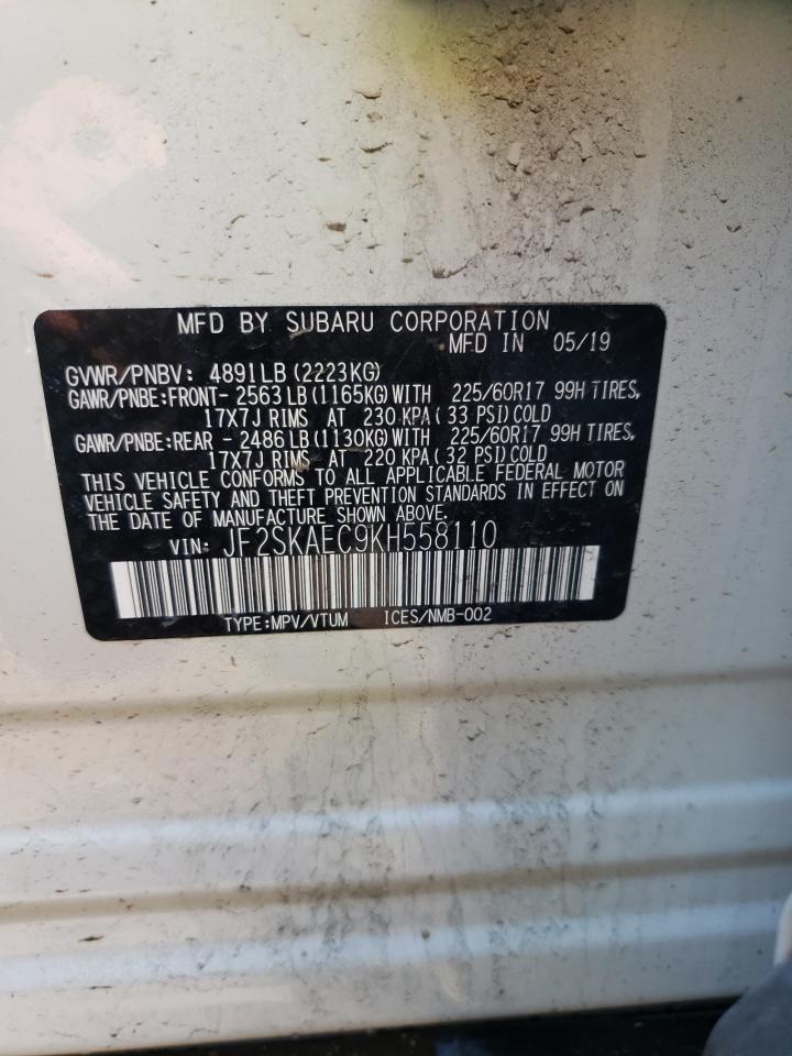 2019 Subaru Forester Premium VIN: JF2SKAEC9KH558110 Lot: 57827254