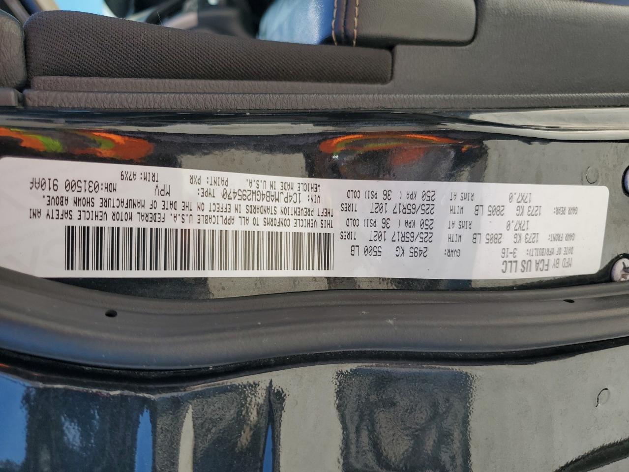 2016 Jeep Cherokee Sport VIN: 1C4PJMAB4GW295470 Lot: 58980524