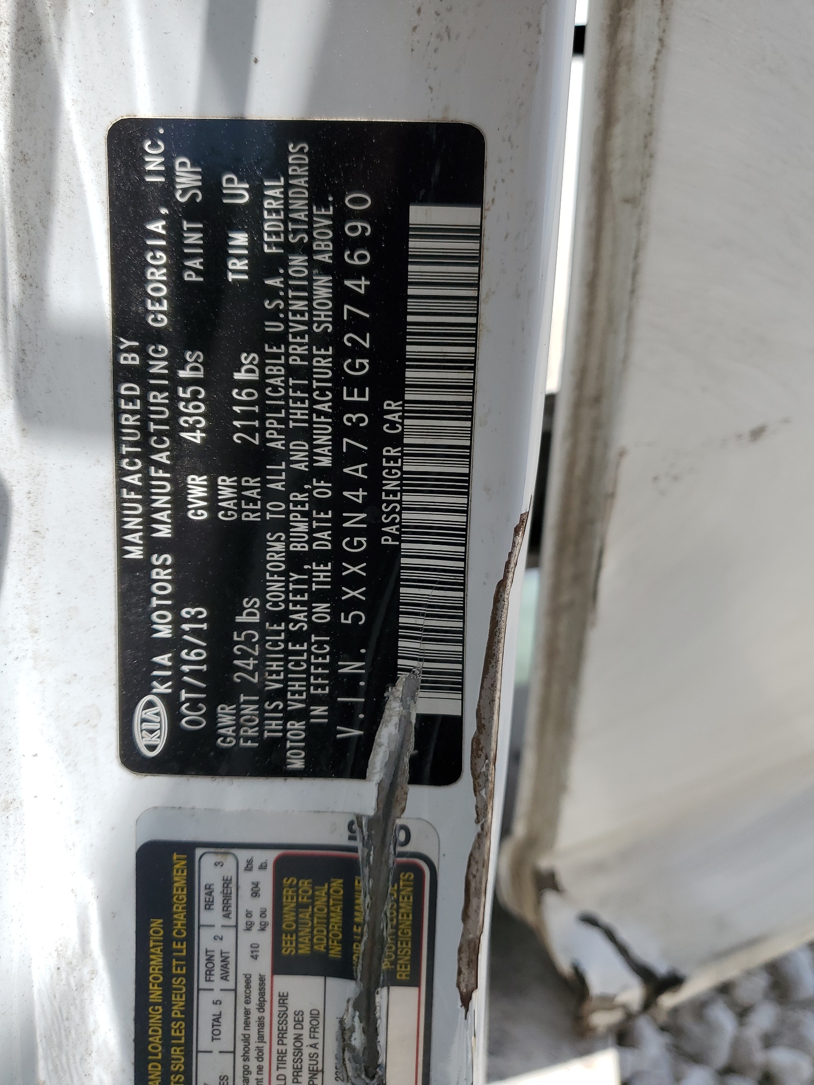 5XXGN4A73EG274690 2014 Kia Optima Ex