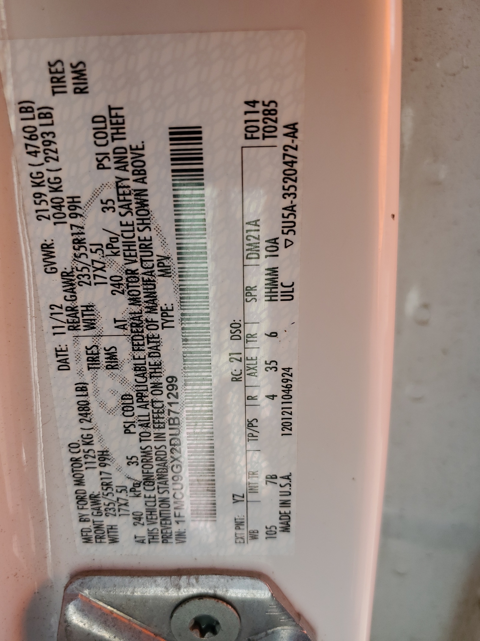 1FMCU9GX2DUB71299 2013 Ford Escape Se