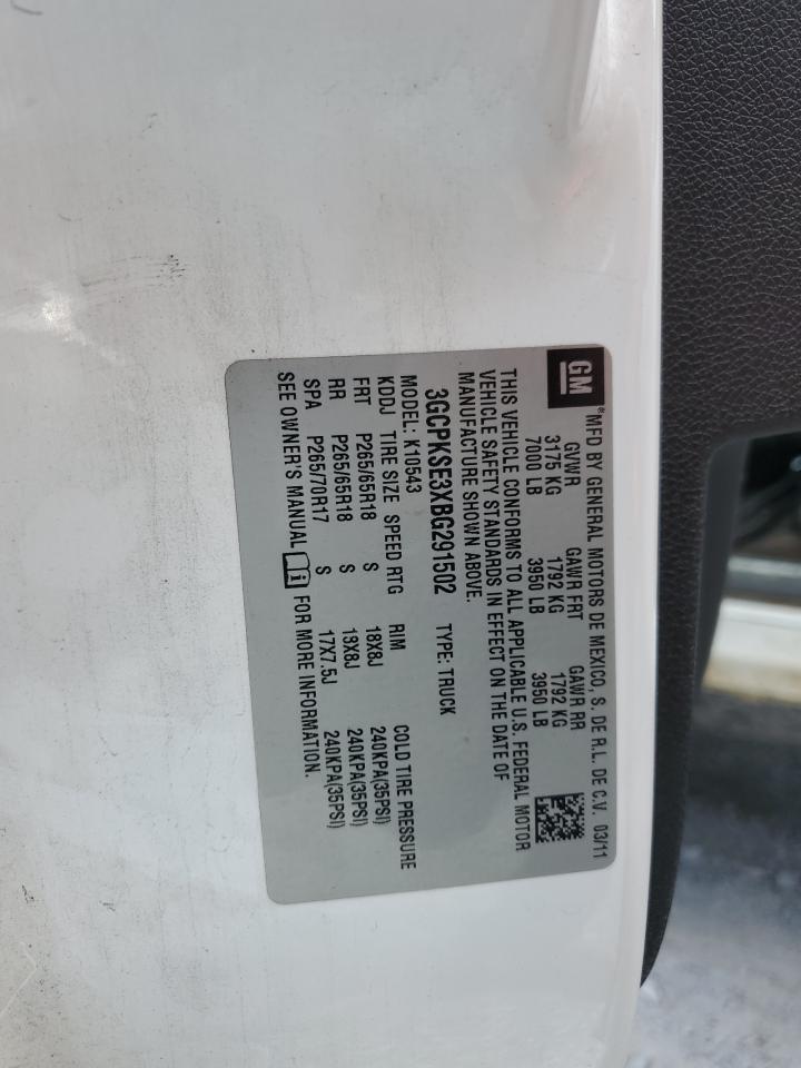 2011 Chevrolet Silverado K1500 Lt VIN: 3GCPKSE3XBG291502 Lot: 57642014