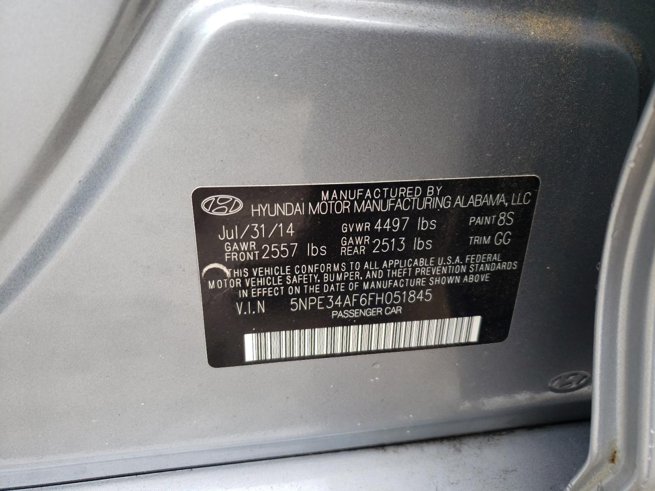 5NPE34AF6FH051845 2015 Hyundai Sonata Sport