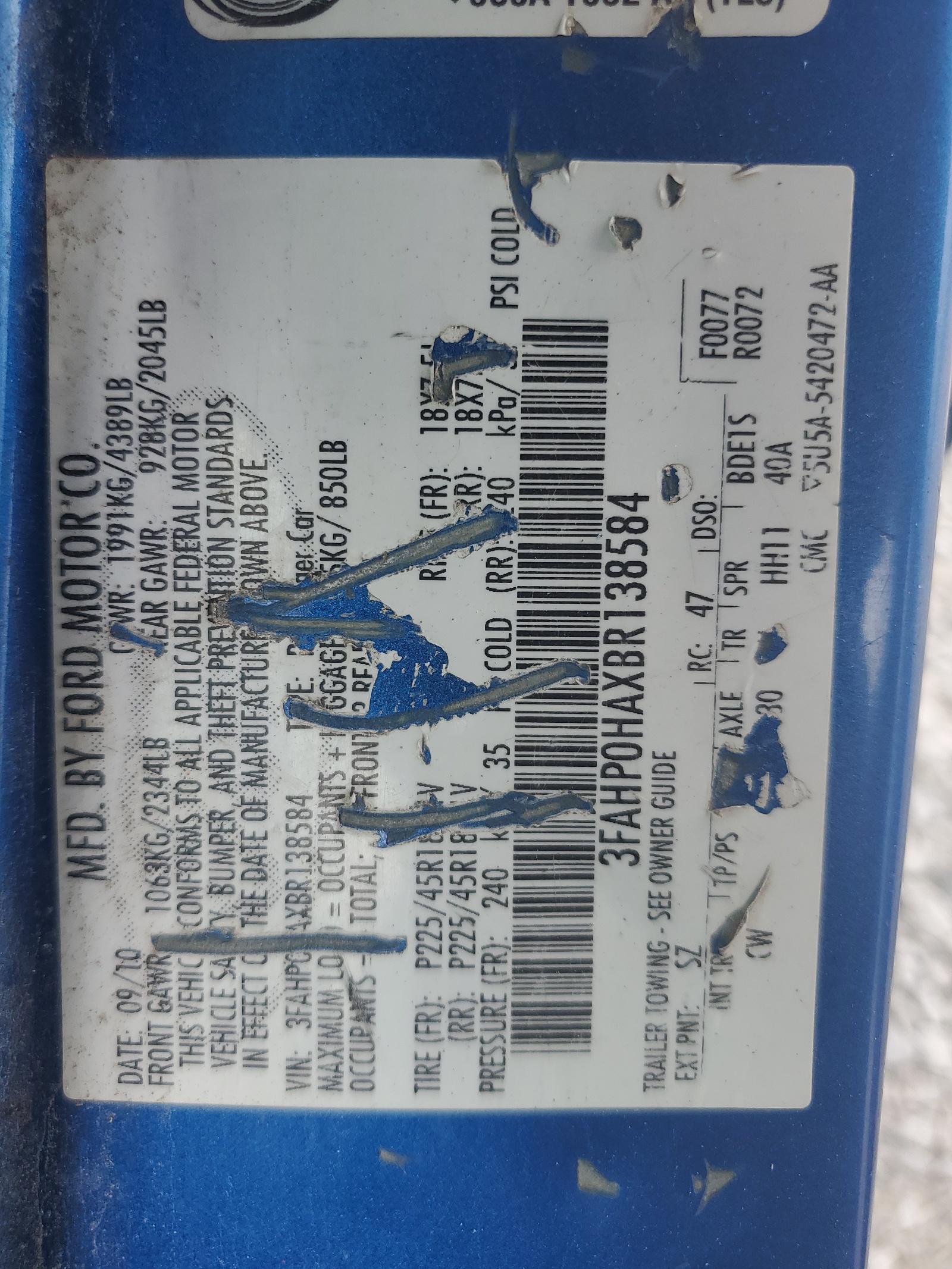 3FAHP0HAXBR138584 2011 Ford Fusion Se