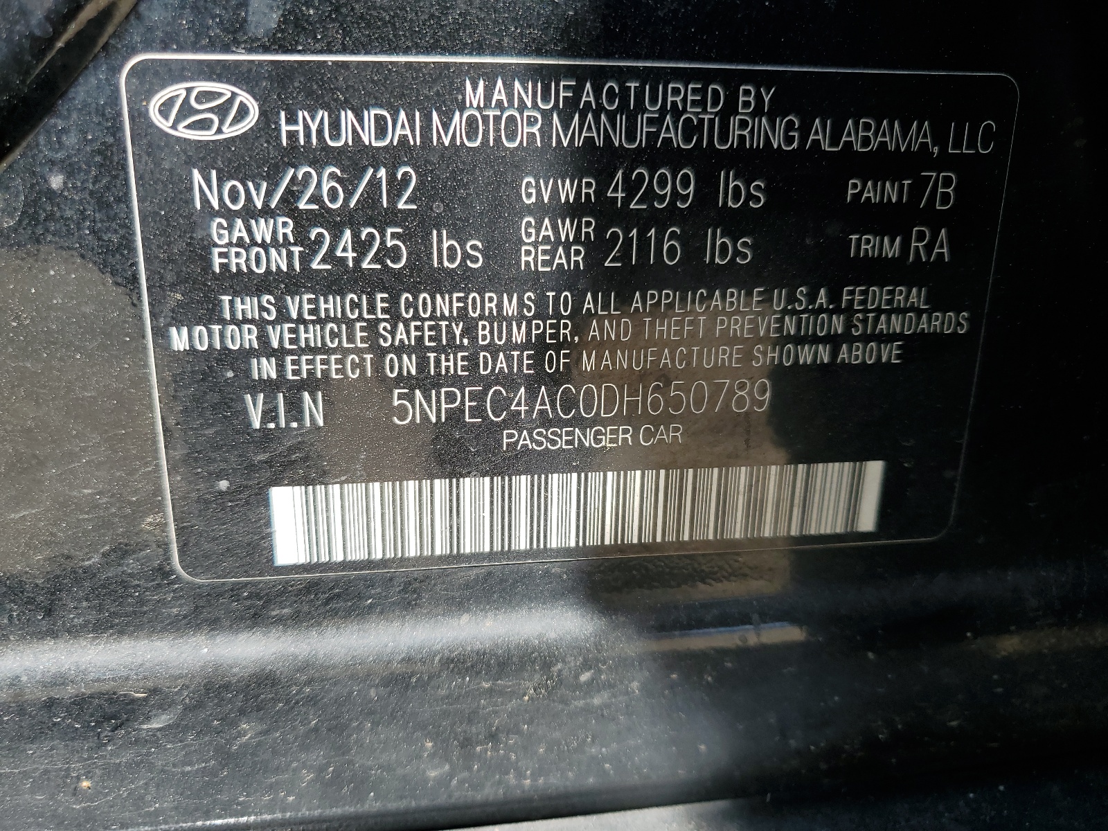 5NPEC4AC0DH650789 2013 Hyundai Sonata Se