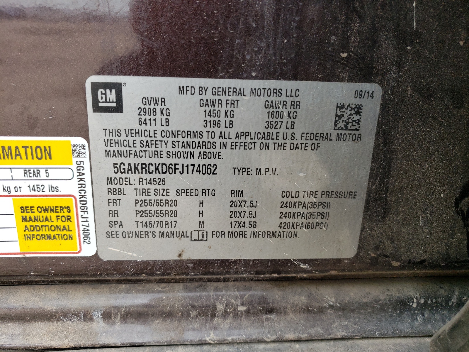 5GAKRCKD6FJ174062 2015 Buick Enclave