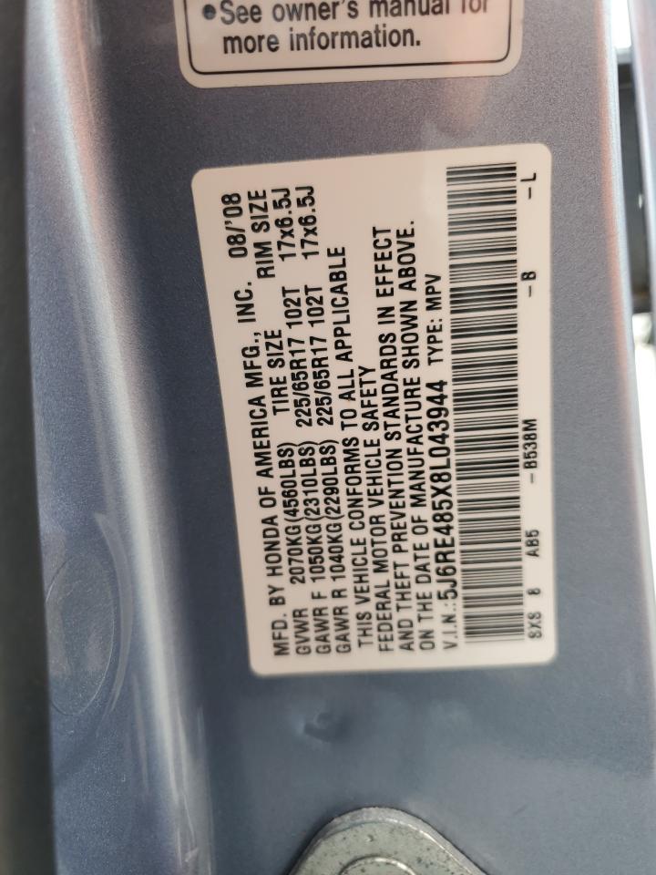 2008 Honda Cr-V Ex VIN: 5J6RE485X8L043944 Lot: 60700604