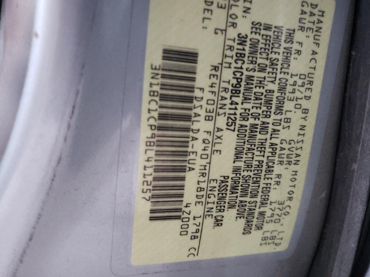 2011 Nissan Versa S VIN: 3N1BC1CP9BL411257 Lot: 58822714