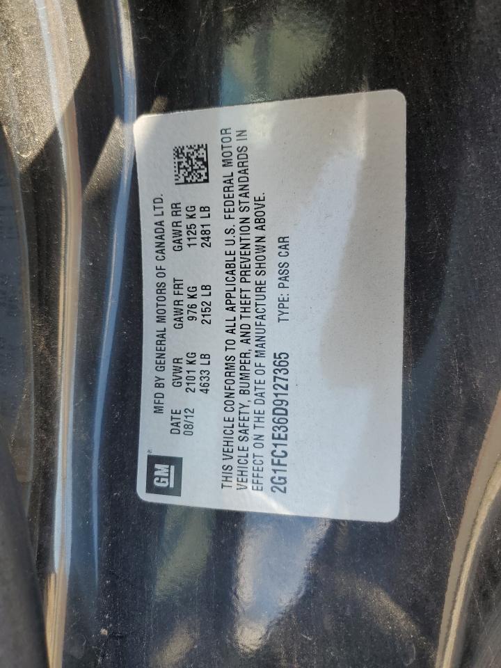 2013 Chevrolet Camaro Lt VIN: 2G1FC1E36D9127365 Lot: 58291814