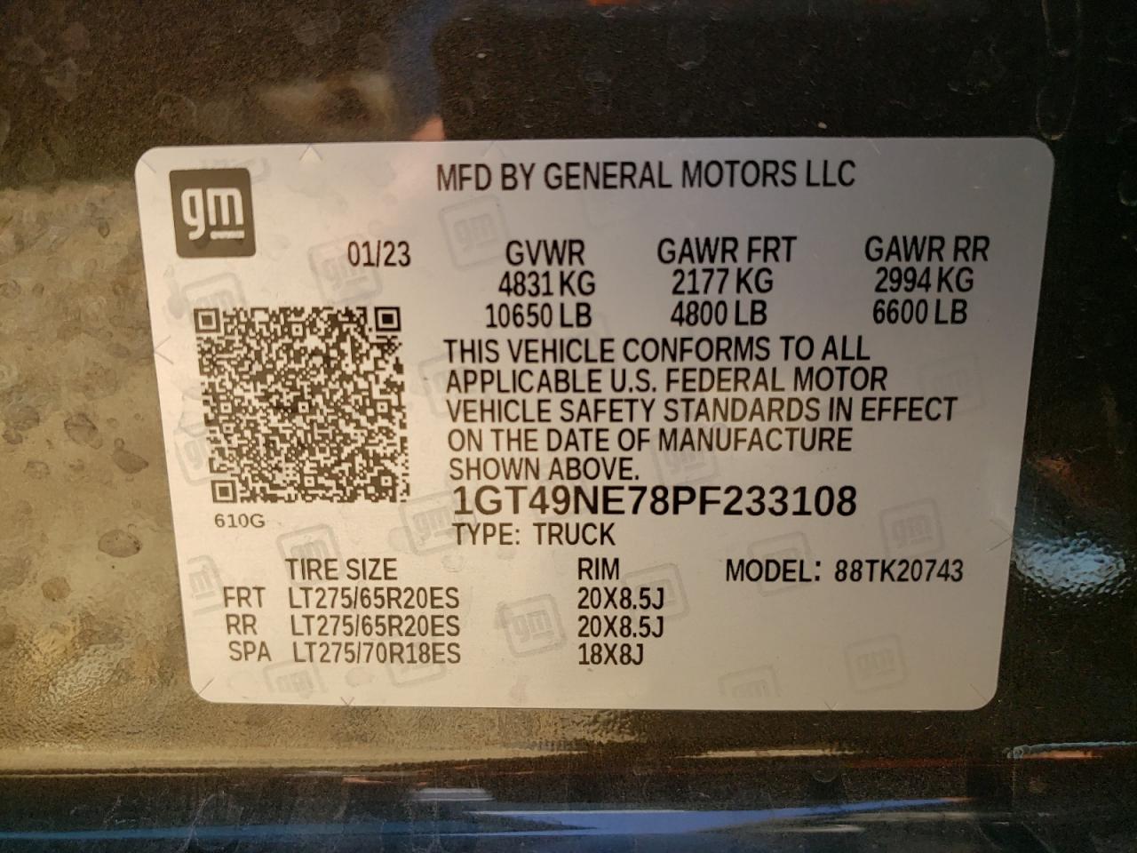 2023 GMC Sierra K2500 Slt VIN: 1GT49NE78PF233108 Lot: 60547484