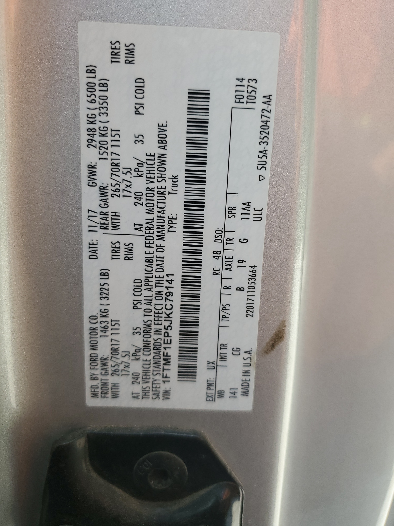 1FTMF1EP5JKC79141 2018 Ford F150