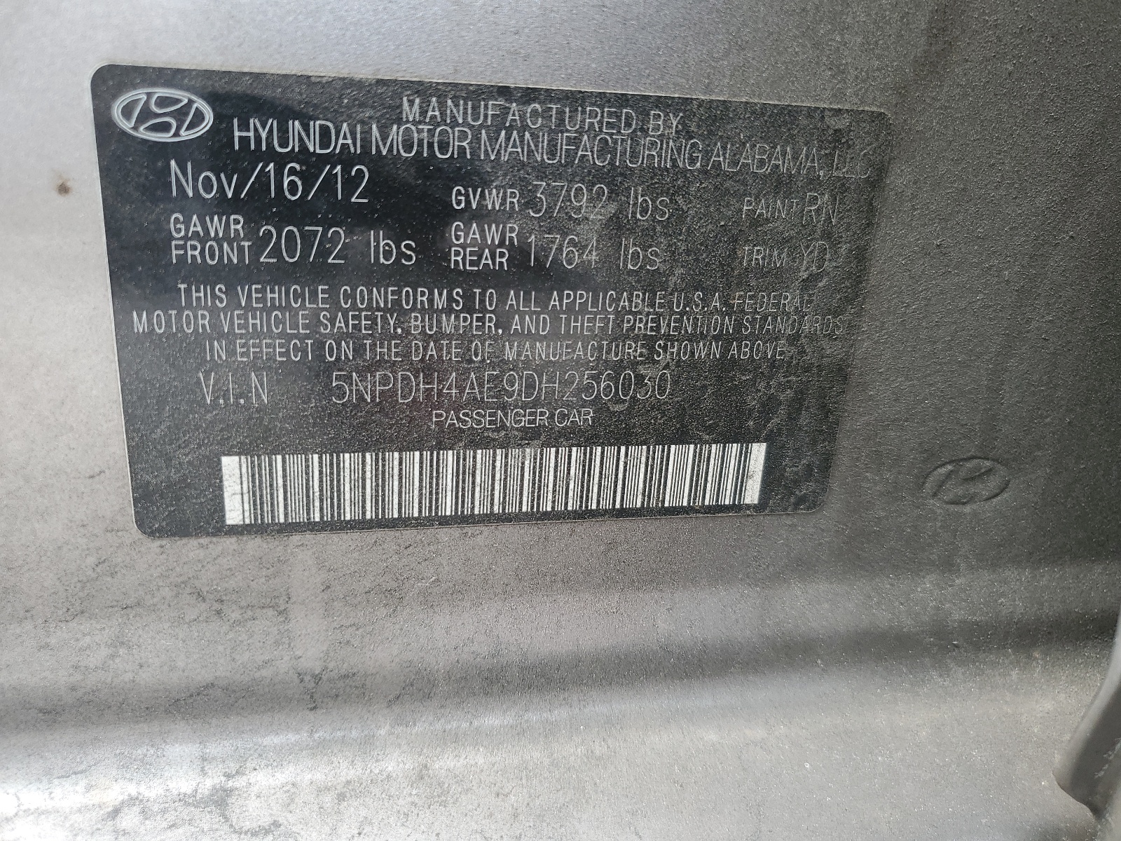 5NPDH4AE9DH256030 2013 Hyundai Elantra Gls