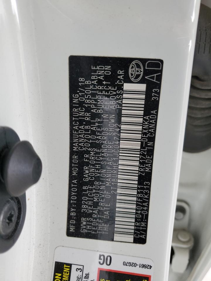 2T1BURHE1JC047742 TOYOTA COROLLA 2018