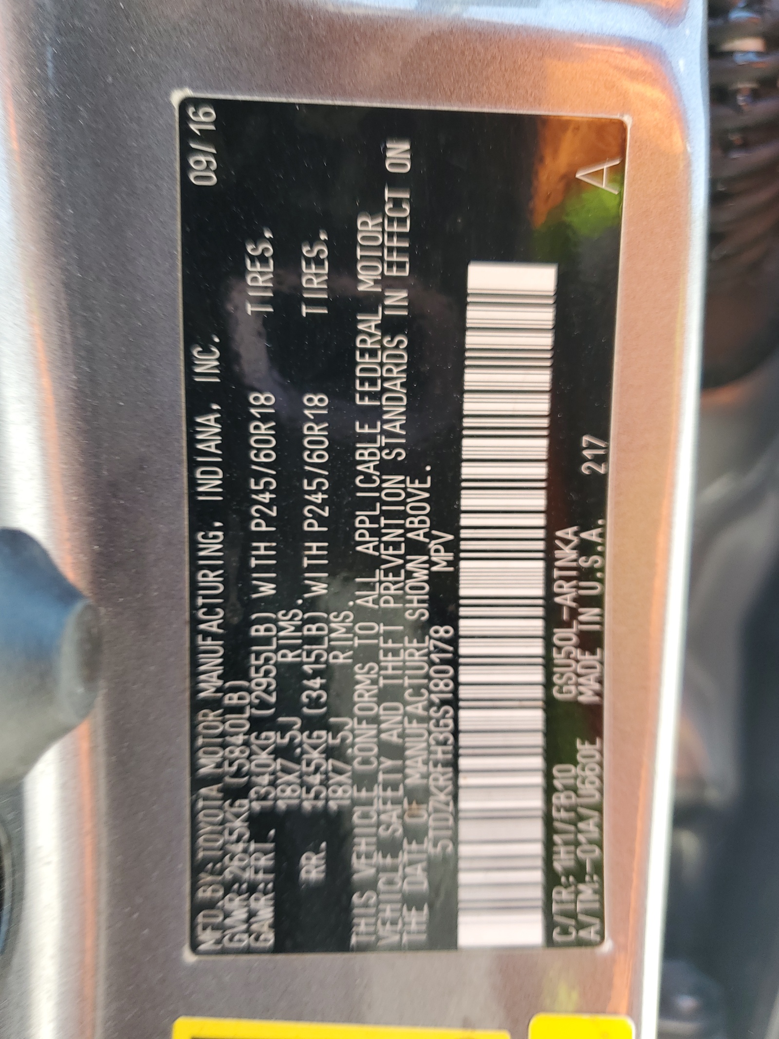 5TDZKRFH3GS180178 2016 Toyota Highlander Le