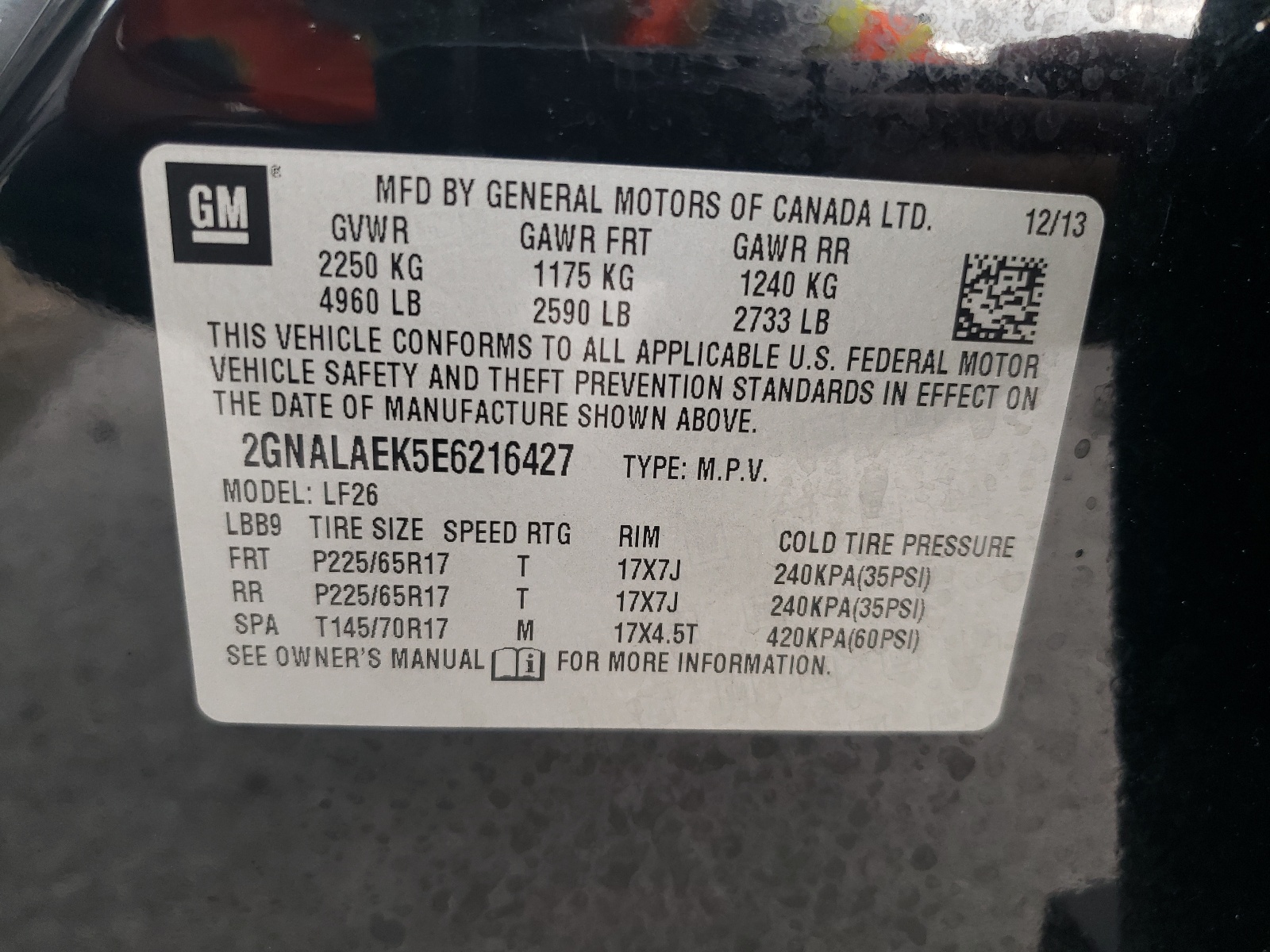 2GNALAEK5E6216427 2014 Chevrolet Equinox Ls