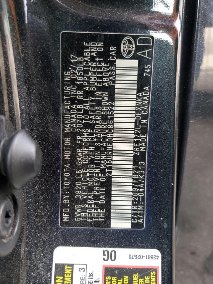 2T1BURHE0HC861522 2017 Toyota Corolla L
