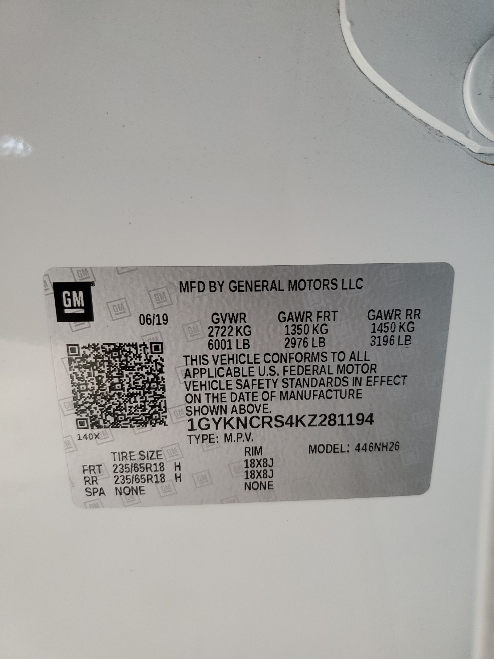 1GYKNCRS4KZ281194 2019 Cadillac Xt5 Luxury