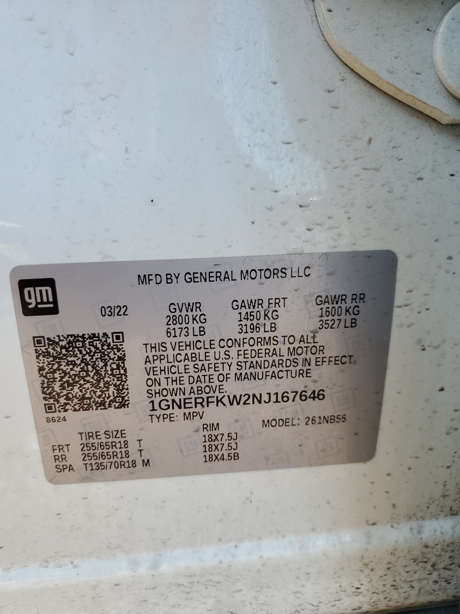 1GNERFKW2NJ167646 2022 Chevrolet Traverse Ls