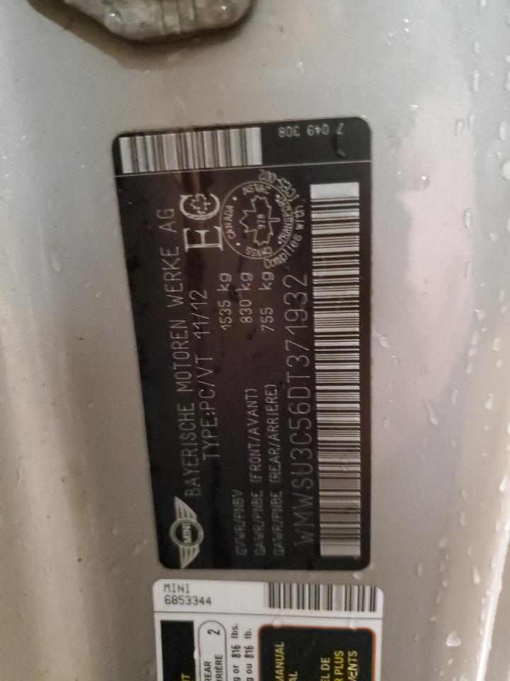 2013 Mini Cooper VIN: WMWSU3C56DT371932 Lot: 60157694