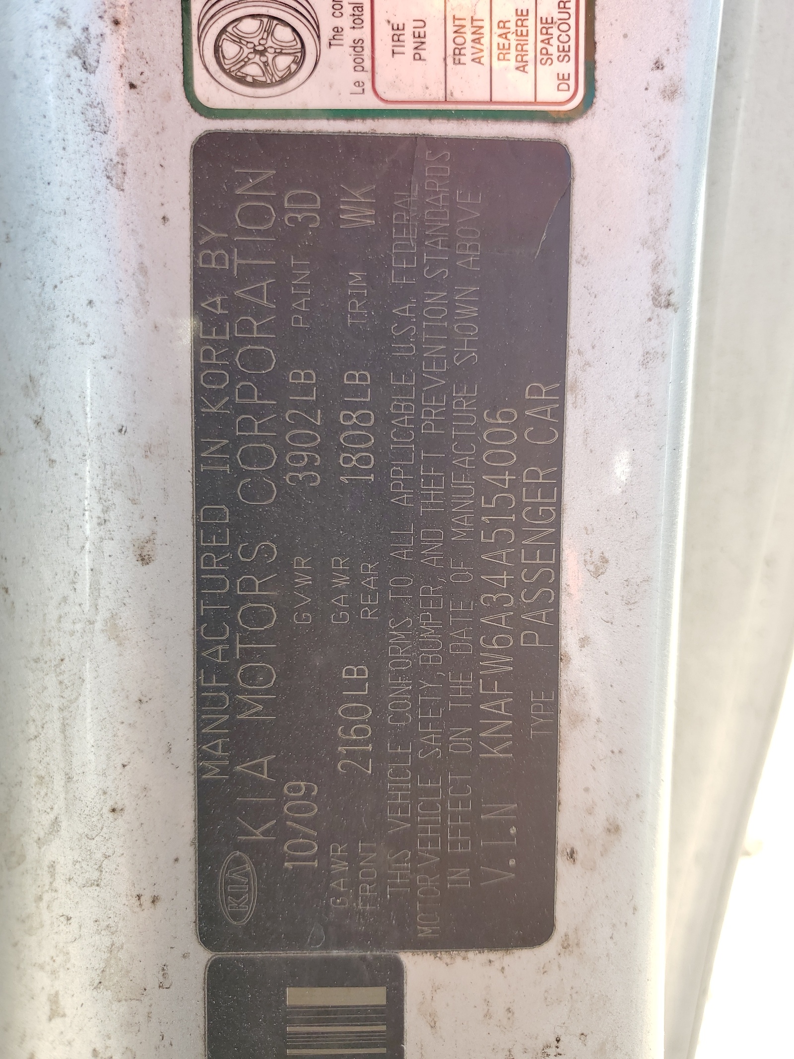 KNAFW6A34A5154006 2010 Kia Forte Sx