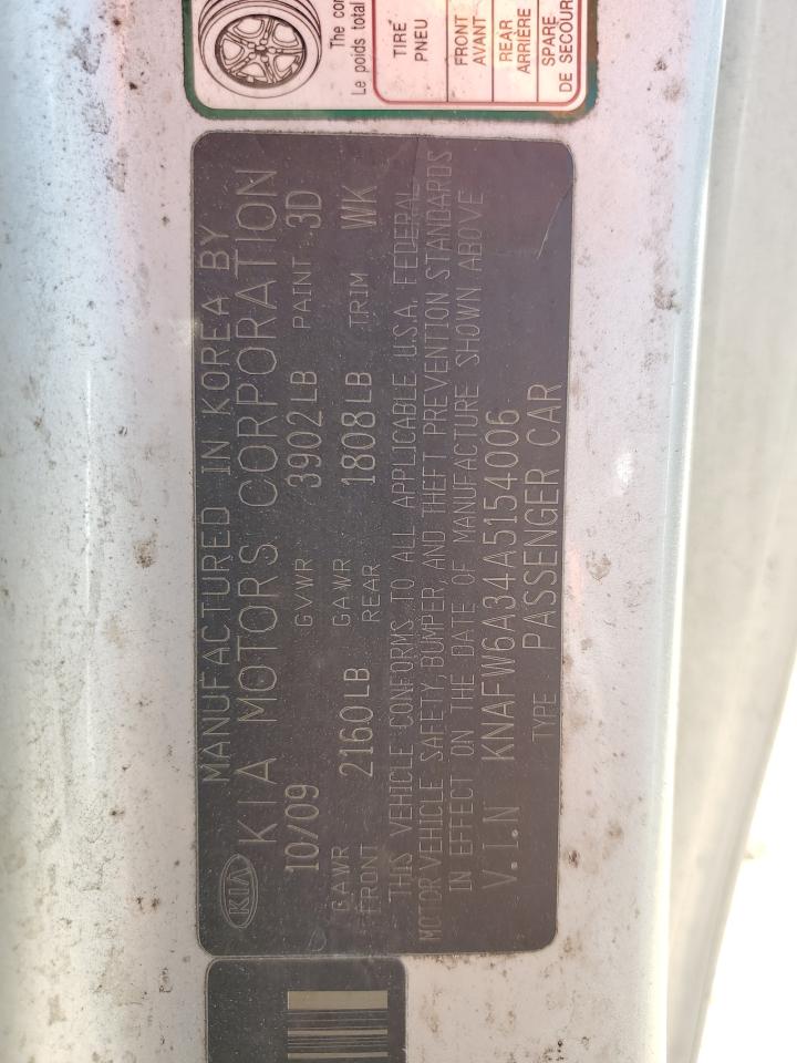 2010 Kia Forte Sx VIN: KNAFW6A34A5154006 Lot: 60326474