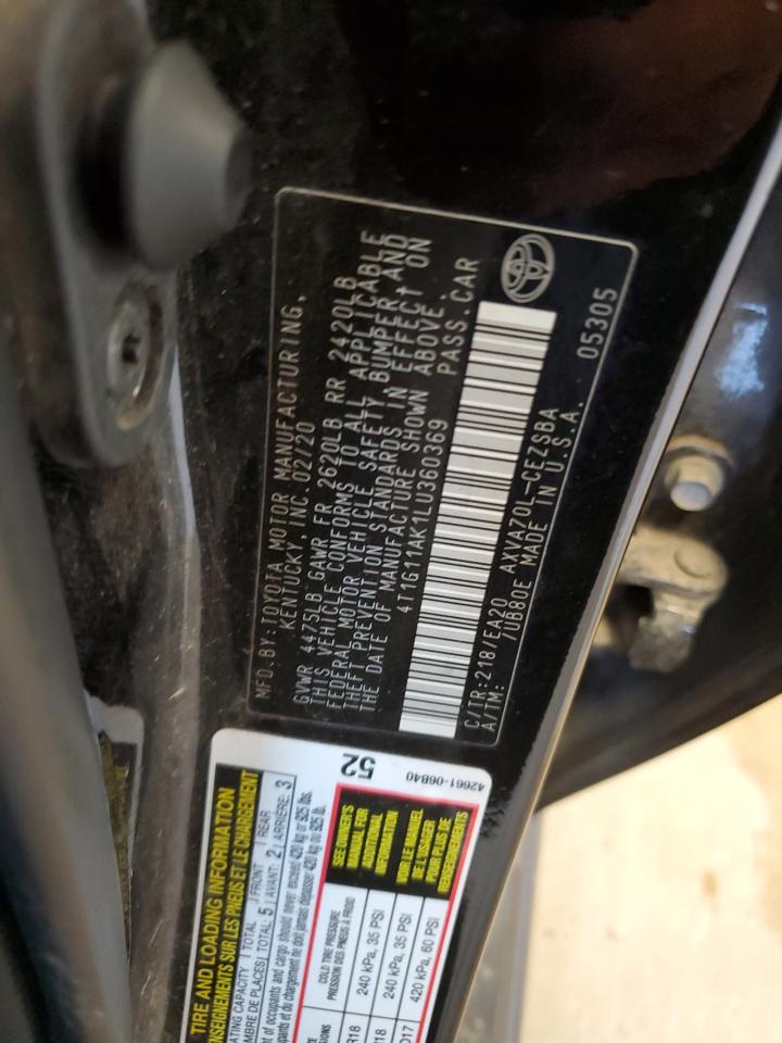 4T1G11AK1LU360369 2020 TOYOTA CAMRY - Image 12