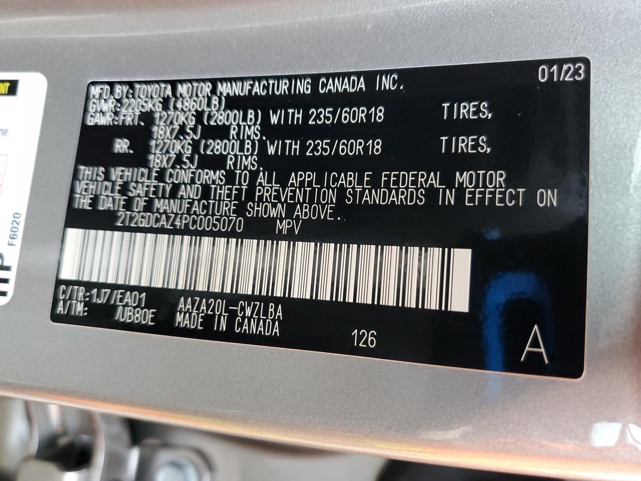 2023 Lexus Nx 250 VIN: 2T2GDCAZ4PC005070 Lot: 60957224