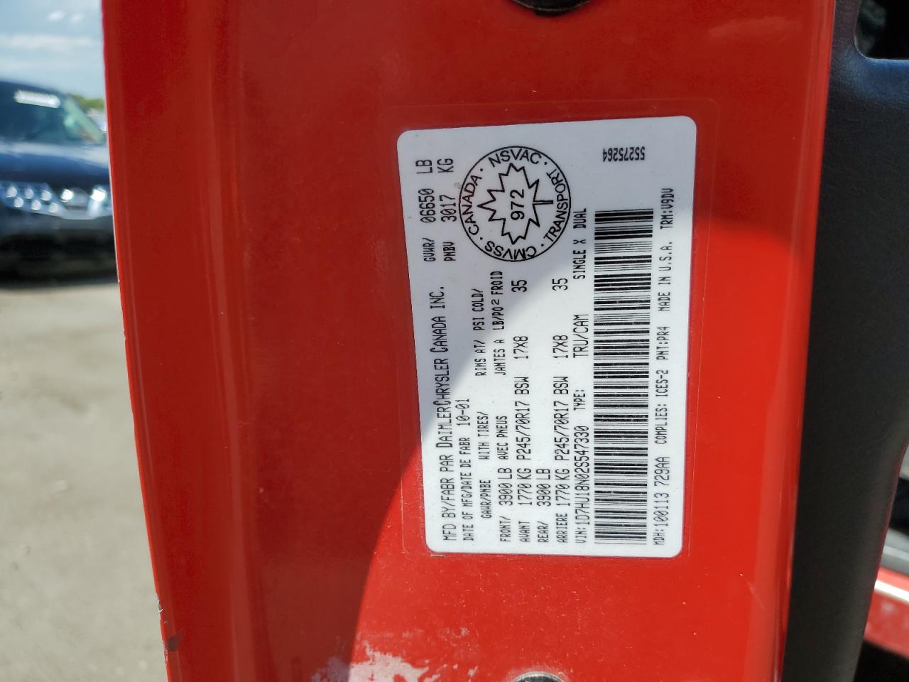 2002 Dodge Ram 1500 VIN: 1D7HU18N02S547330 Lot: 60920974