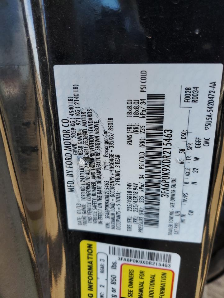 3FA6P0K9XDR215463 2013 Ford Fusion Titanium