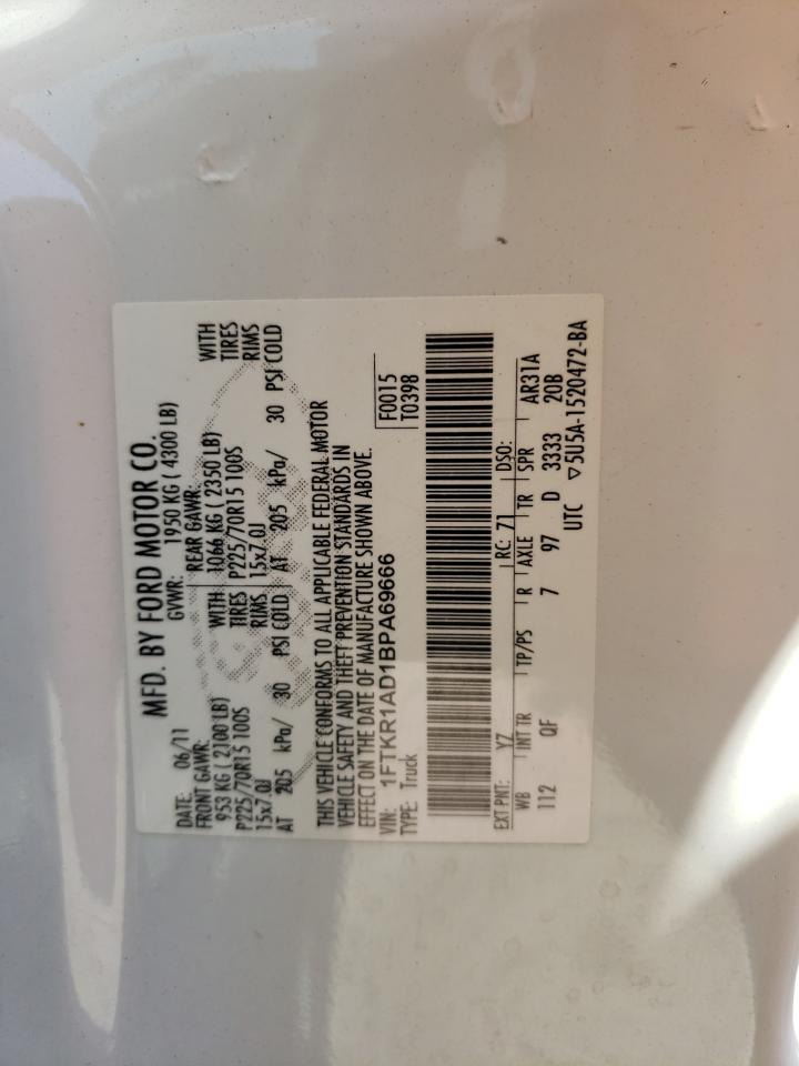 2011 Ford Ranger VIN: 1FTKR1AD1BPA69666 Lot: 59056374