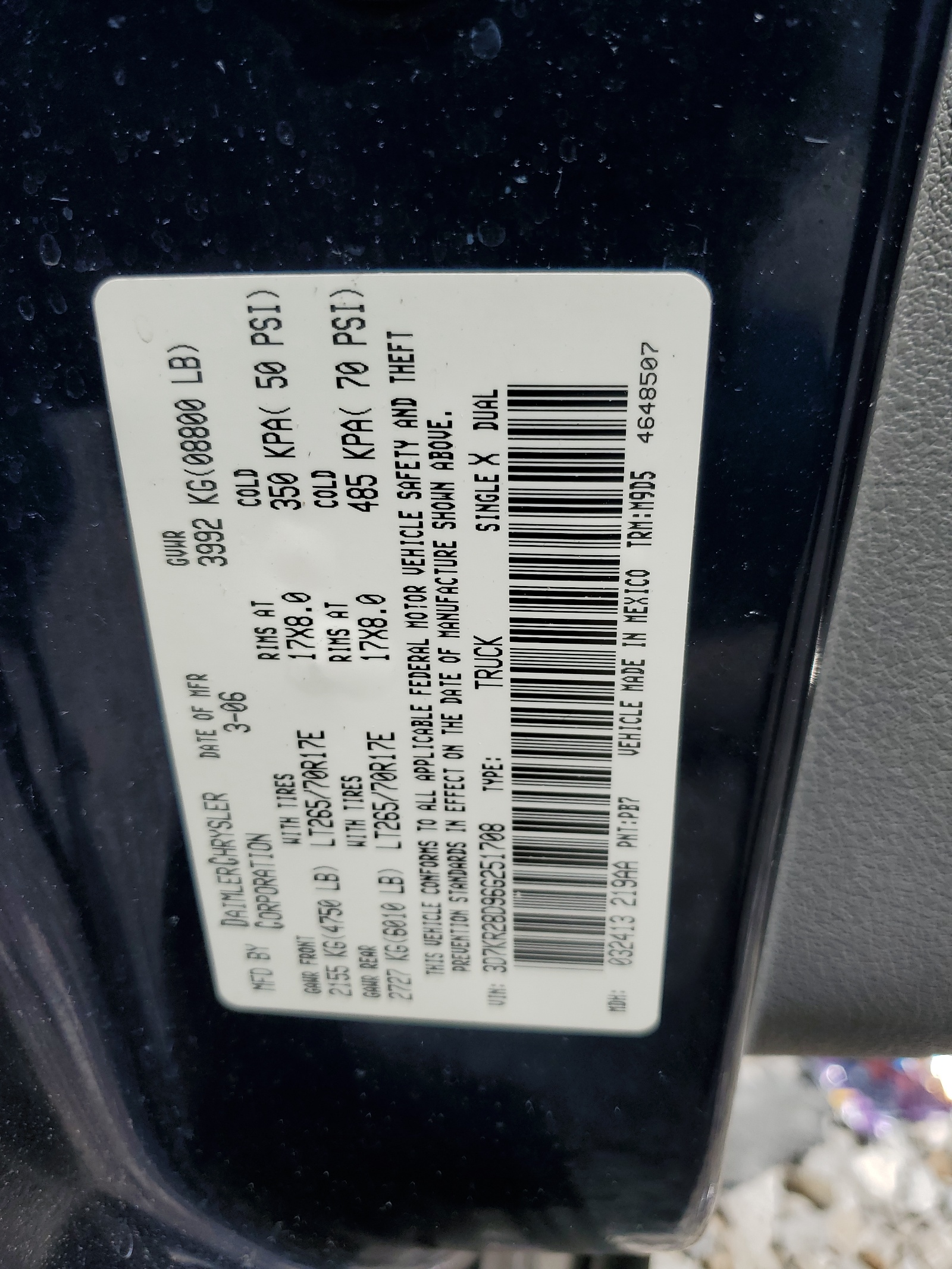 3D7KR28D96G251708 2006 Dodge Ram 2500 St