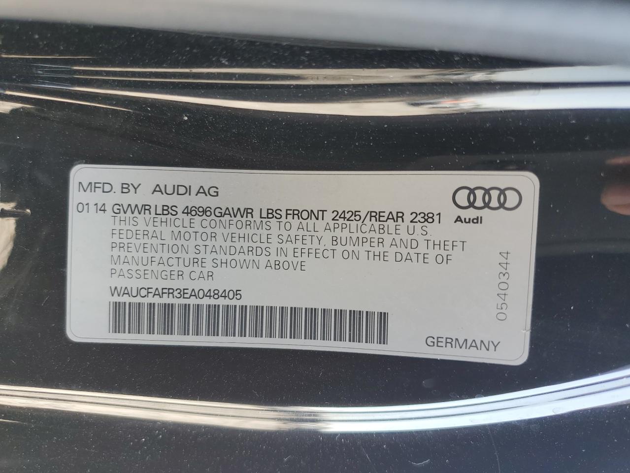 2014 Audi A5 Premium VIN: WAUCFAFR3EA048405 Lot: 58774734