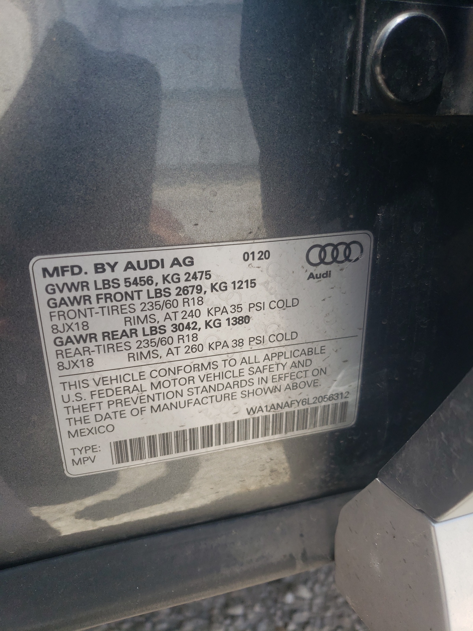 WA1ANAFY6L2056312 2020 Audi Q5 Premium