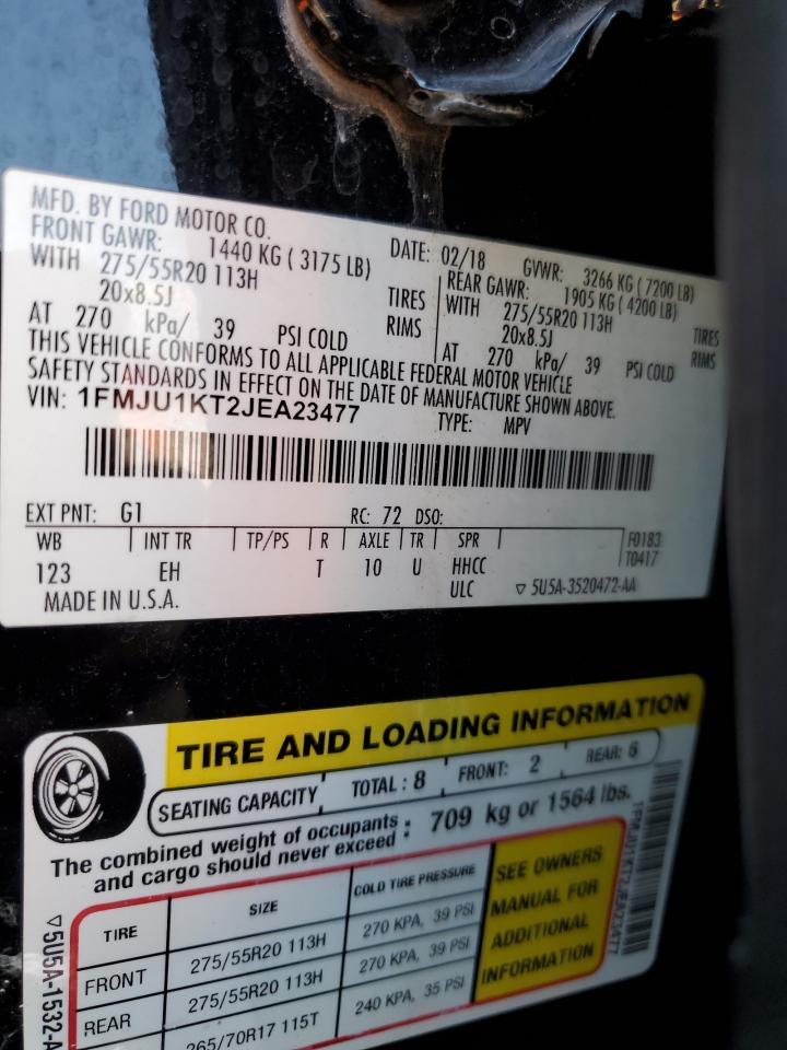 2018 Ford Expedition Limited VIN: 1FMJU1KT2JEA23477 Lot: 60049314