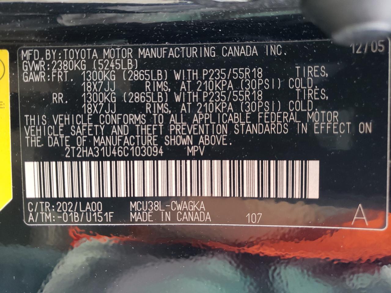 2006 Lexus Rx 330 VIN: 2T2HA31U46C103094 Lot: 80449625