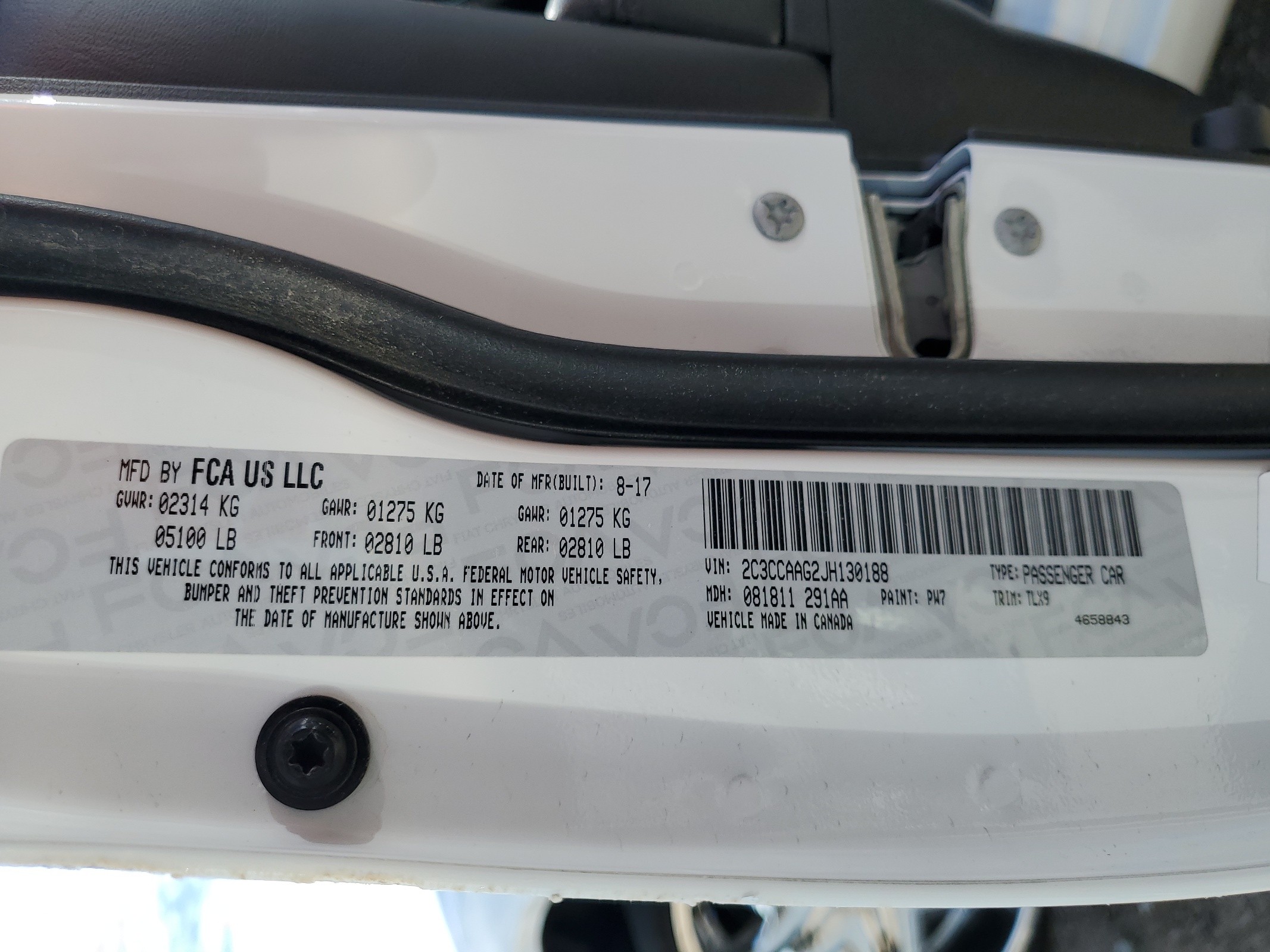 2C3CCAAG2JH130188 2018 Chrysler 300 Touring