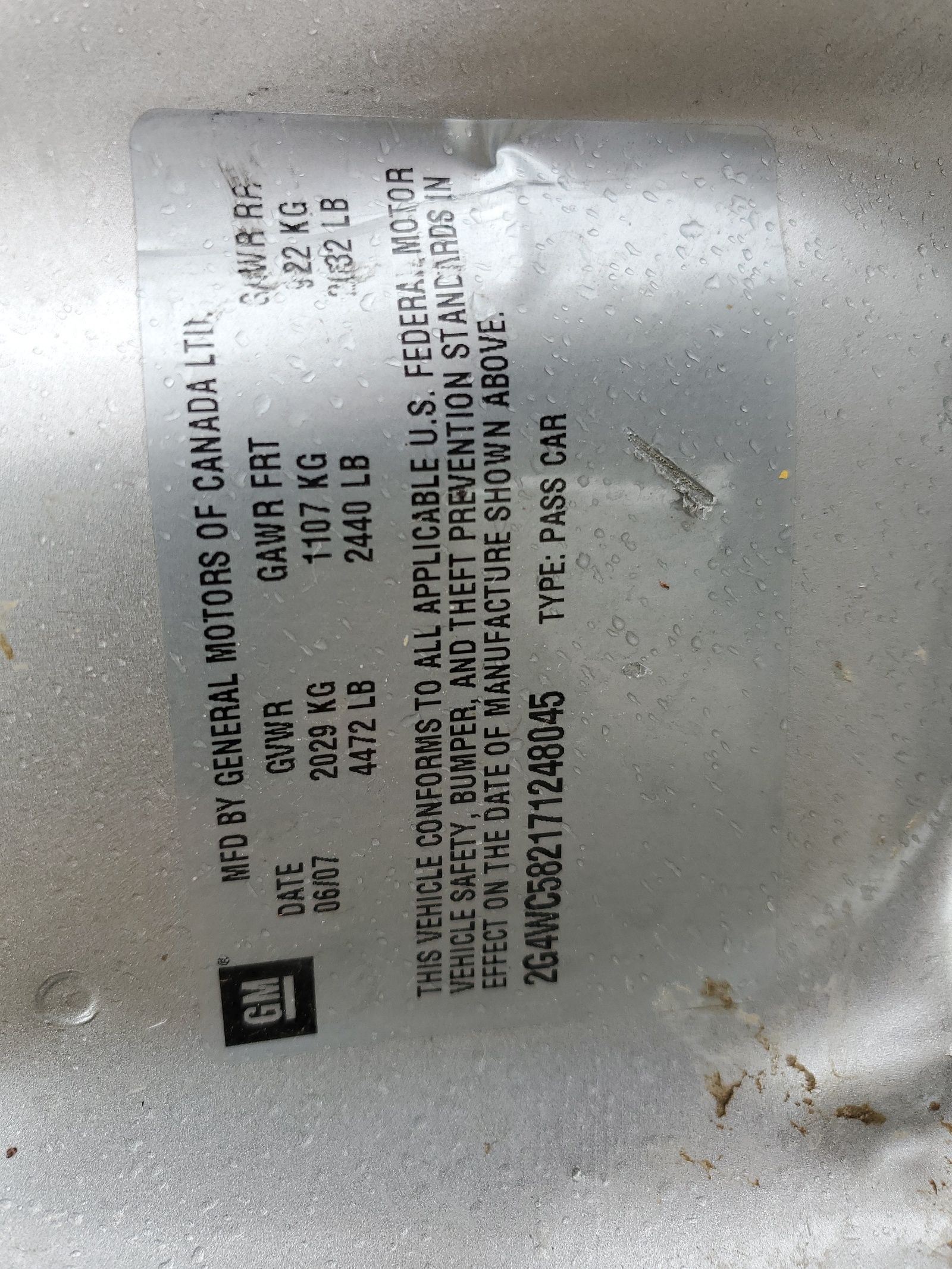 2G4WC582171248045 2007 Buick Lacrosse Cx