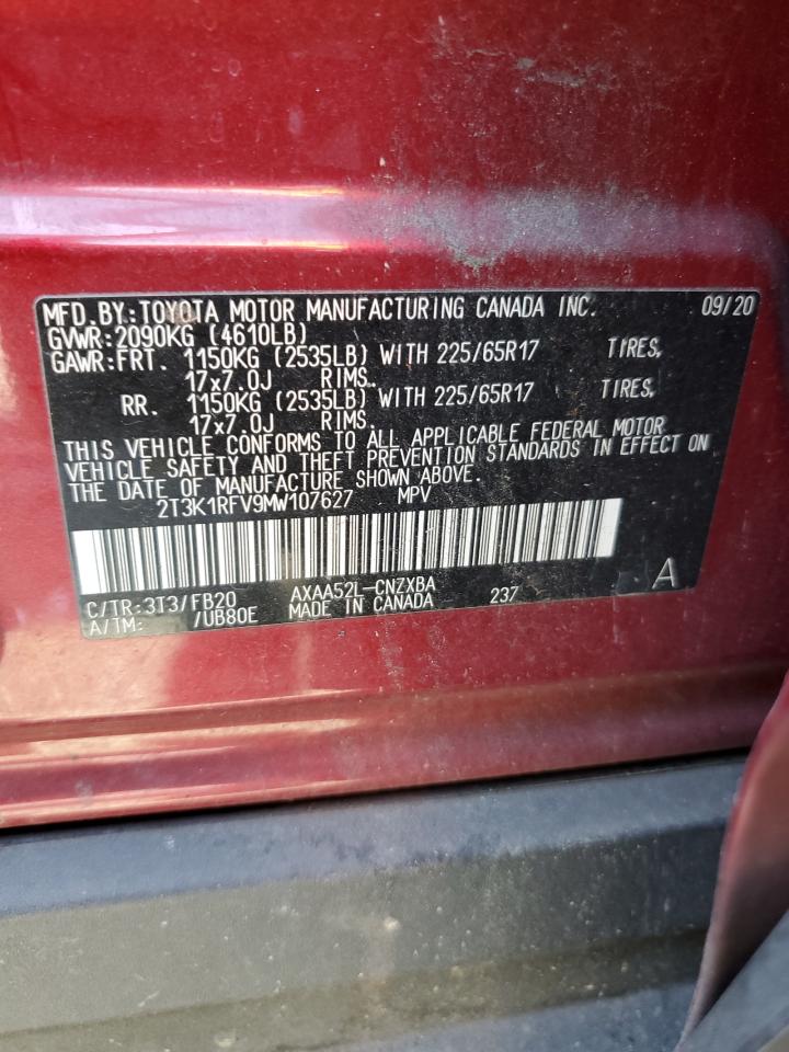 2T3K1RFV9MW107627 2021 Toyota Rav4 Le