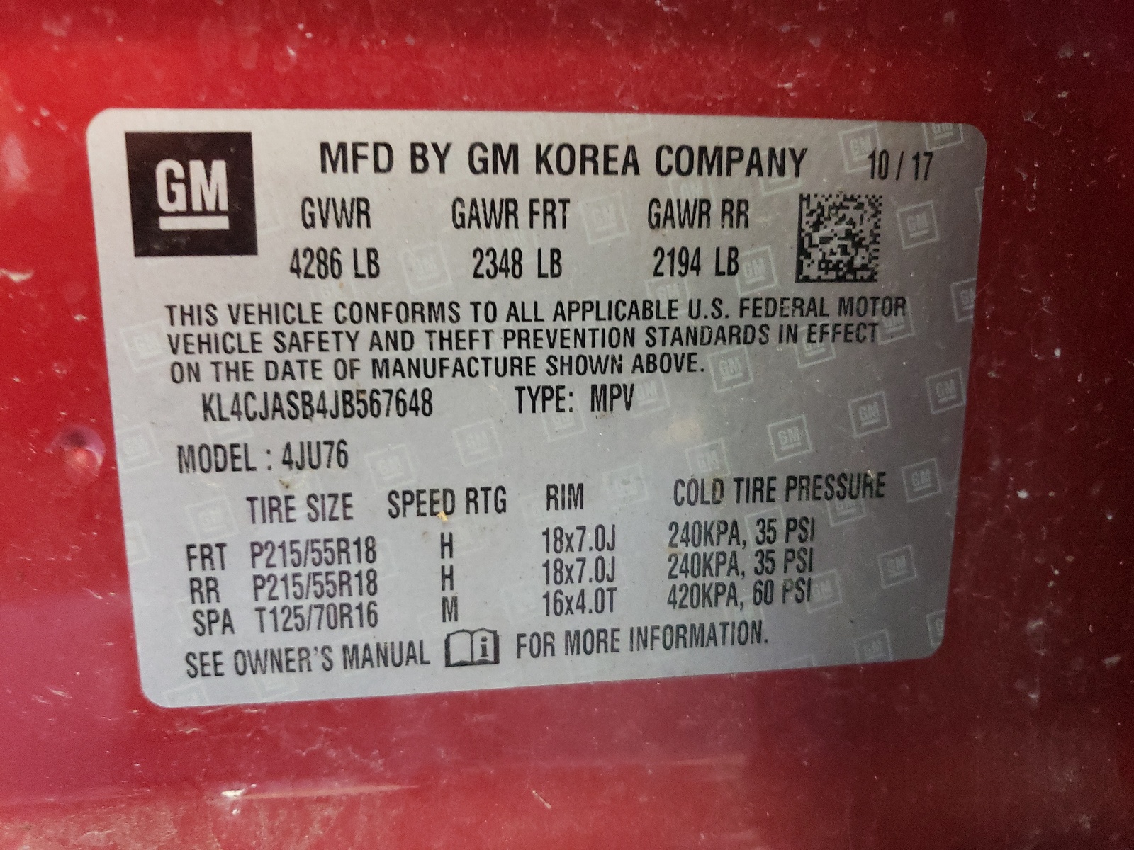 KL4CJASB4JB567648 2018 Buick Encore Preferred